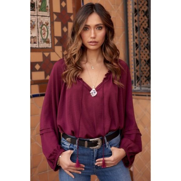 LAST ONE - WINE DOWN LONG SLEEVE BODYSUIT - Picture 6 of 7